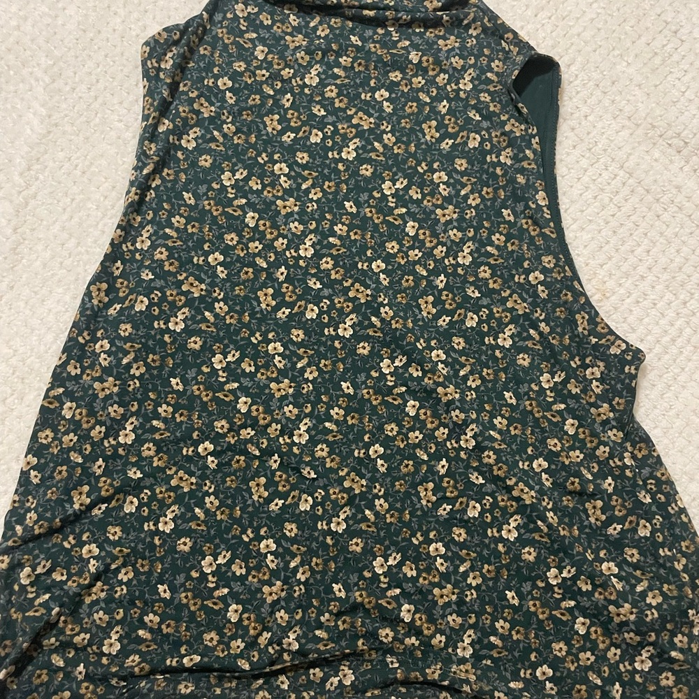 Reitmans Floral Tank Top - Teal and Beige